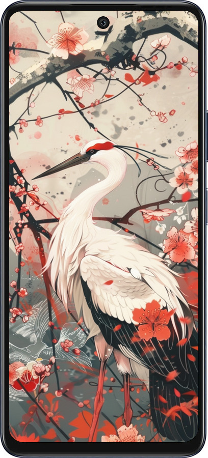 Силиконовый чехол Аист в цвету сакуры для Infinix Hot 50 5G - 6109u-3795 изображение 