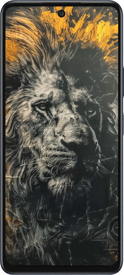 Силиконовый чехол Лев в золотых красках для Infinix Hot 50 5G - 6155u-3795 изображение 