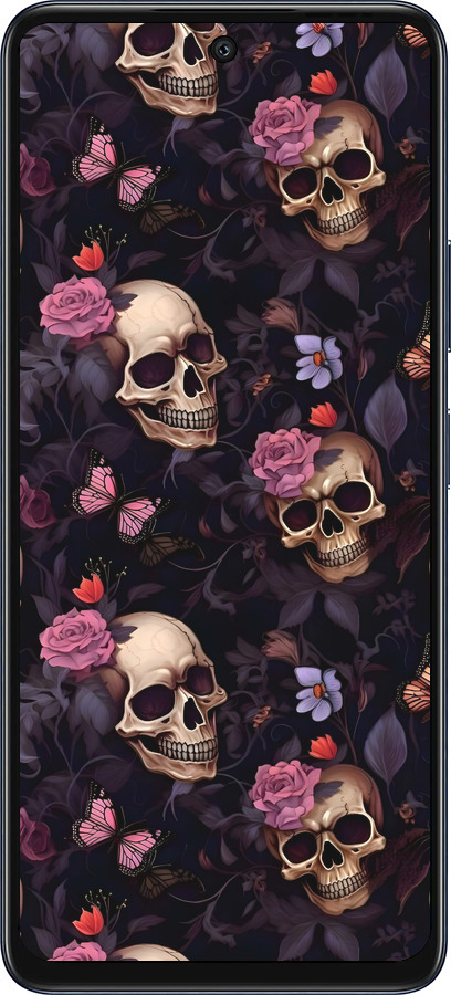 Силиконовый чехол Черепа и розы для Infinix Hot 50 5G - 6316u-3795 изображение 