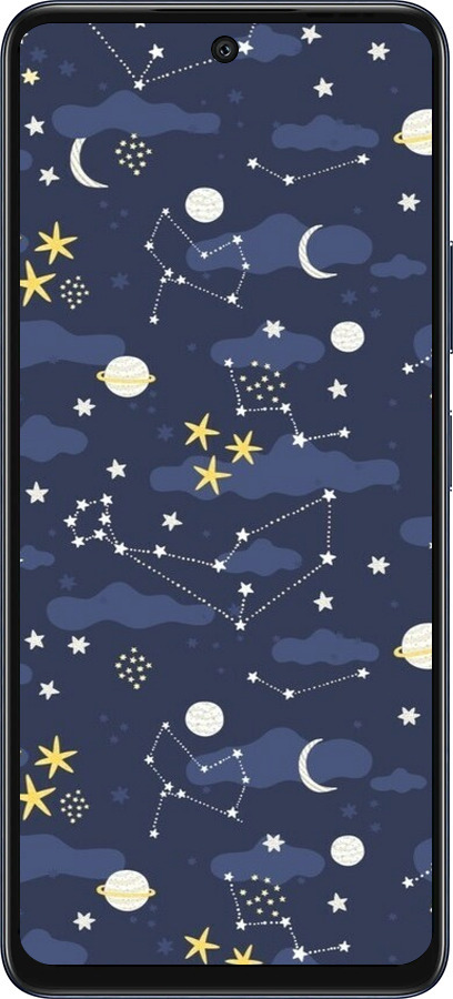 Силиконовый чехол Астрономический узор. Милый дизайн мультяшной вселенной для Infinix Hot 50 5G - 6446u-3795 изображение 