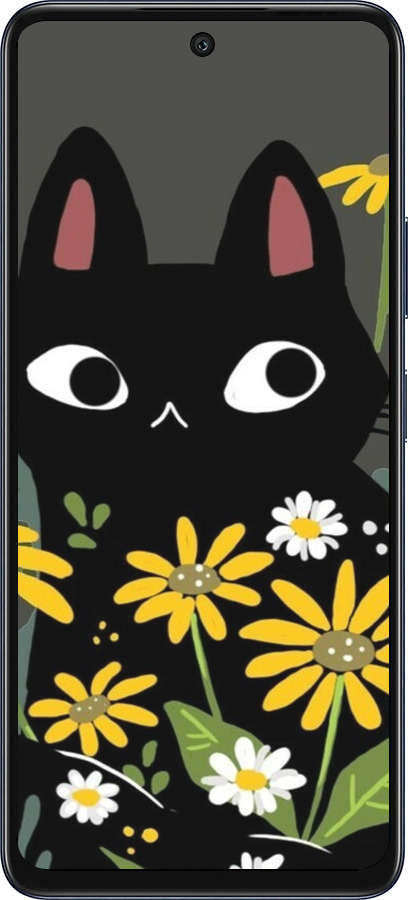 Силиконовый чехол Черный кот с цветами для Infinix Hot 50 5G - 6448u-3795 изображение 