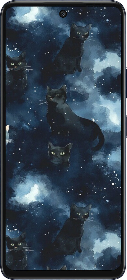 Силиконовый чехол Изображение Кошек с тёмной акварелью для Infinix Hot 50 5G - 6521u-3795 изображение 
