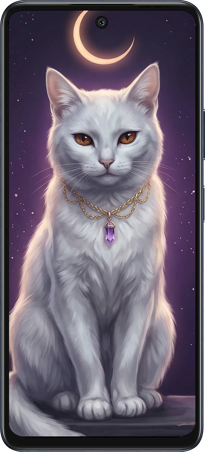Силиконовый чехол Mystic White Cat Gothic Dark Purple Gold для Infinix Hot 50 5G - 6805u-3795 изображение 