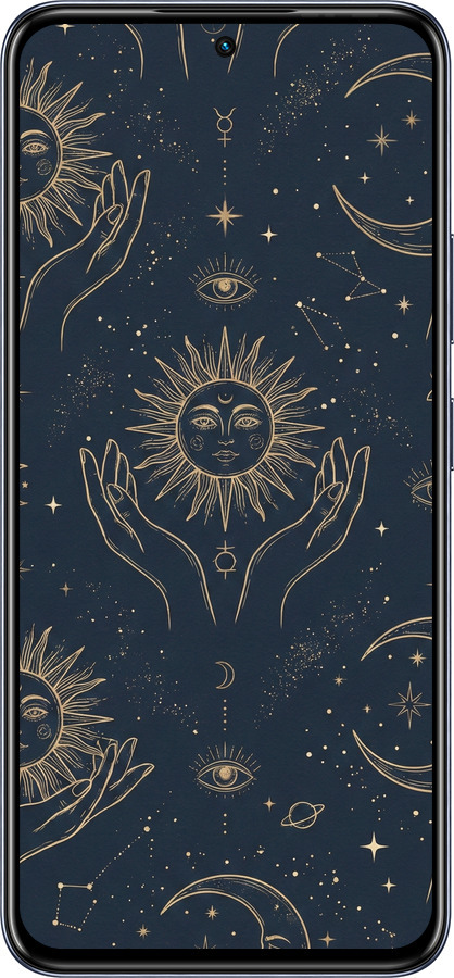 Силиконовый чехол Celestial Harmony: Sun & Moon Gold Mystic Pattern для Infinix Hot 50 Pro 4G - 6778u-3871 изображение 