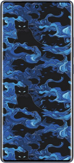 Силиконовый чехол Абстрактный узор черных котов на синем фоне для Infinix Hot 50 Pro+ 4G - 6525u-3870 изображение 