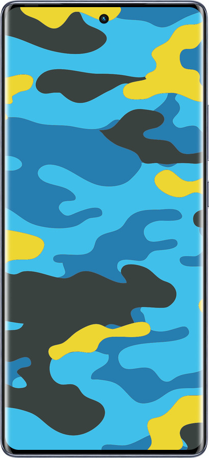Силиконовый чехол Желто-голубой камуфляж для Infinix Hot 50 Pro+ 4G - 1084u-3870 изображение 