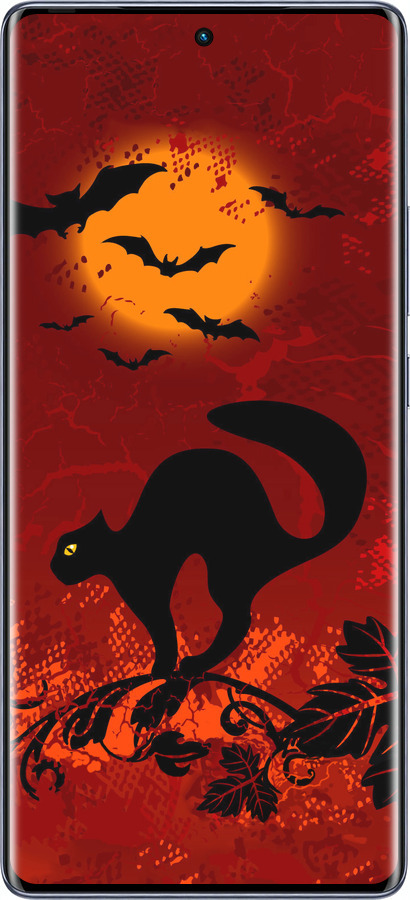 Силіконовий чехол Чорна кішка під місяцем для Infinix Hot 50 Pro+ 4G - 1190u-3870 изображение 