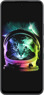 Силиконовый чехол Кот-астронавт для Infinix Hot 60 5G / Hot 60i 4G - 4154u-4114 изображение 