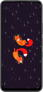 Силиконовый чехол Лисички в космосе для Infinix Hot 60 5G / Hot 60i 4G - 4519u-4114 изображение 