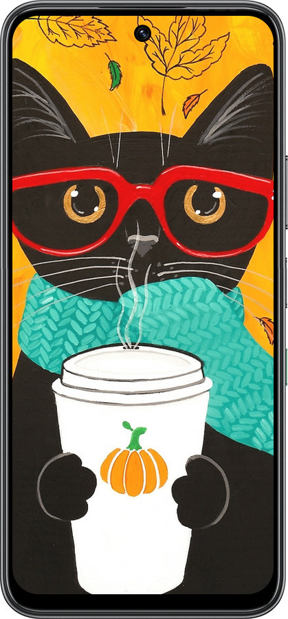 Силиконовый чехол Осенний кот для Infinix Hot 60 5G / Hot 60i 4G - 4026u-4114 изображение 