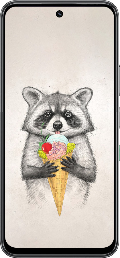 Силиконовый чехол Енотик с мороженым для Infinix Hot 60 5G / Hot 60i 4G - 4602u-4114 изображение 