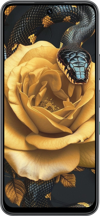 Силиконовый чехол Black snake and golden rose для Infinix Hot 60 5G / Hot 60i 4G - 6068u-4114 изображение 