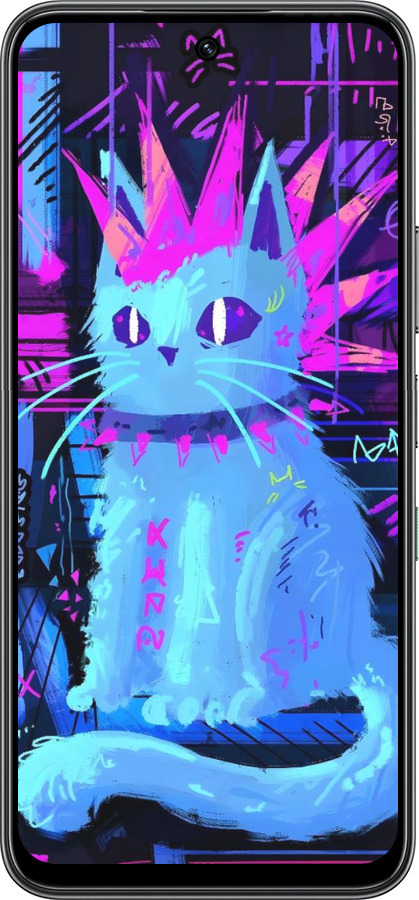 Силиконовый чехол Кот панк для Infinix Hot 60 5G / Hot 60i 4G - 6311u-4114 изображение 