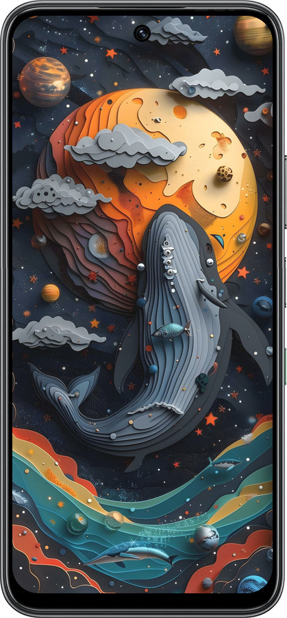 Силиконовый чехол Кит в космосе для Infinix Hot 60 5G / Hot 60i 4G - 6328u-4114 изображение 