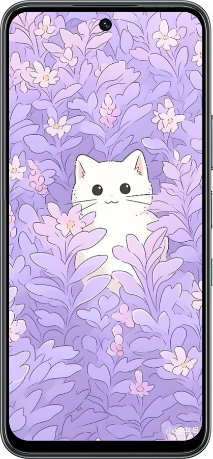 Силіконовий чехол Котик в цветах для Infinix Hot 60 5G / Hot 60i 4G - 6390u-4114 изображение 