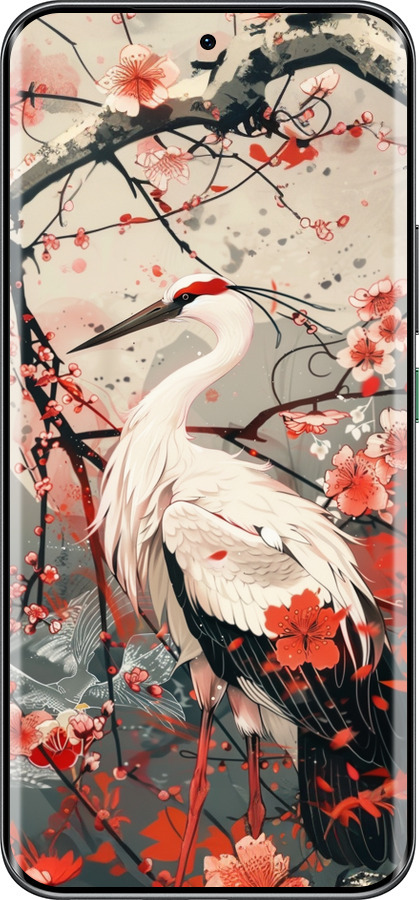 Силиконовый чехол Аист в цвету сакуры для Infinix Hot 60 Pro+ - 6109u-4125 изображение 