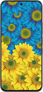 Силиконовый чехол Жёлто-голубые цветы для Infinix Hot 60 Pro - 1048u-4126 изображение 