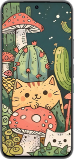 Силиконовый чехол Коты грибы для Infinix Hot 60 Pro - 6321u-4126 изображение 