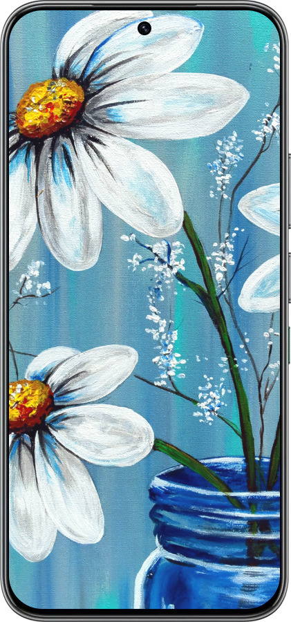 Силиконовый чехол Красивые арт-ромашки для Infinix Hot 60 Pro - 4031u-4126 изображение 