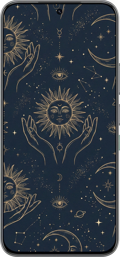 Силиконовый чехол Celestial Harmony: Sun & Moon Gold Mystic Pattern для Infinix Hot 60 Pro - 6778u-4126 изображение 