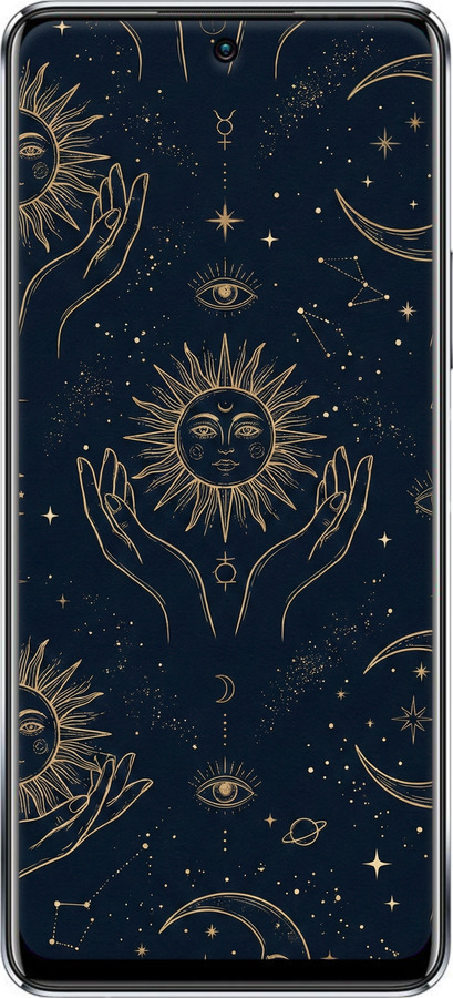 Силиконовый чехол Celestial Harmony: Sun & Moon Gold Mystic Pattern для Infinix Note 11 Pro - 6778u-2865 изображение 