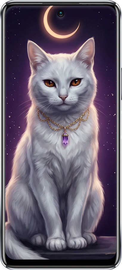 Силиконовый чехол Mystic White Cat Gothic Dark Purple Gold для Infinix Note 11 Pro - 6805u-2865 изображение 