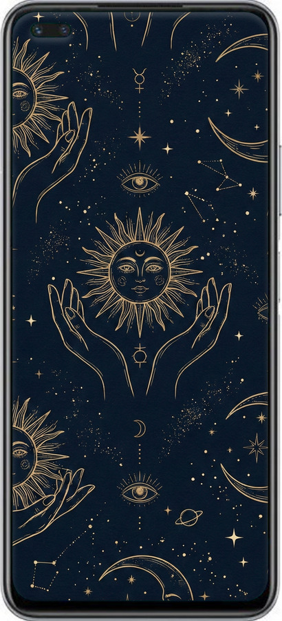 Силіконовий чехол Celestial Harmony: Sun & Moon Gold Mystic Pattern для Infinix Note 8 - 6778u-2710 изображение 