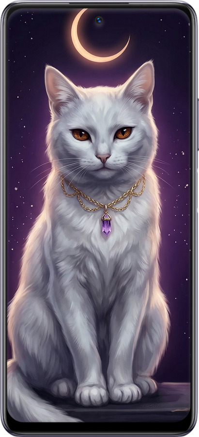 Силиконовый чехол Mystic White Cat Gothic Dark Purple Gold для Infinix Note 10 Pro - 6805u-2709 изображение 