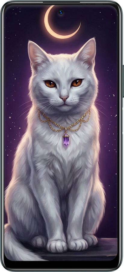 Силіконовий чехол Mystic White Cat Gothic Dark Purple Gold для Infinix Note 10 - 6805u-2763 изображение 
