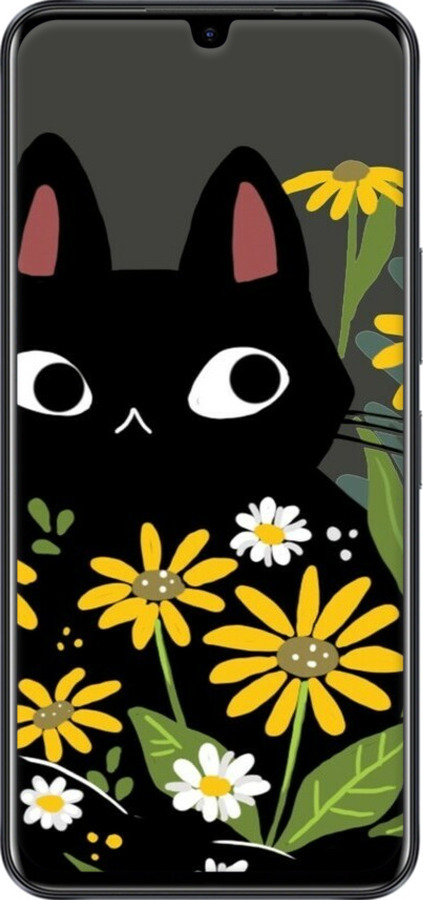 Силіконовий чехол Чорний кіт з квітами для Infinix Note 11 - 6448u-2754 изображение 