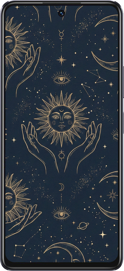 Силиконовый чехол Celestial Harmony: Sun & Moon Gold Mystic Pattern для Infinix Note 30 - 6778u-3138 изображение 