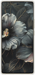 Силикон с усиленными углами чехол Черные цветы для Infinix Note 40 Pro 4G - 6031sp-3691 изображение 