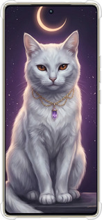 Силикон с усиленными углами чехол Mystic White Cat Gothic Dark Purple Gold для Infinix Note 40 Pro 4G - 6805sp-3691 изображение 