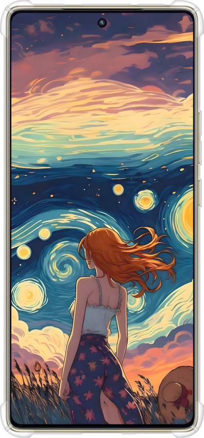 Силикон с усиленными углами чехол Девушка Арт для Infinix Note 40 Pro 4G - 6325sp-3691 изображение 