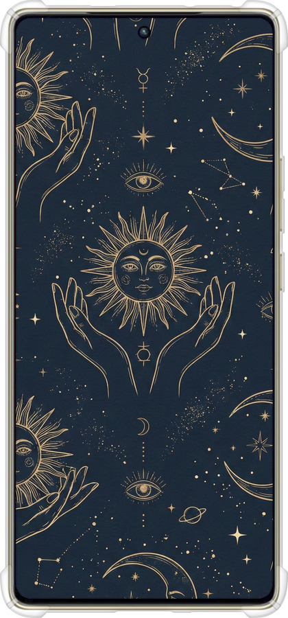 Силикон с усиленными углами чехол Celestial Harmony: Sun & Moon Gold Mystic Pattern для Infinix Note 40 Pro 4G - 6778sp-3691 изображение 