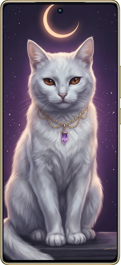 Силиконовый чехол Mystic White Cat Gothic Dark Purple Gold для Infinix Note 40 Pro 4G - 6805u-3691 изображение 