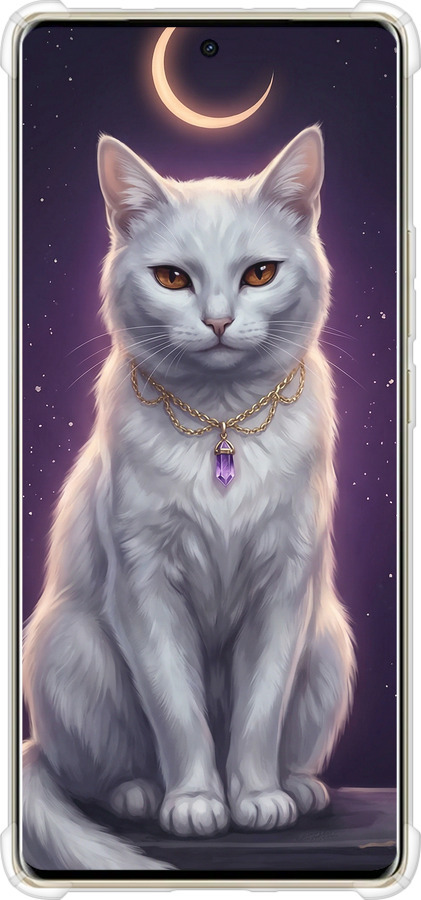 Силикон с усиленными углами чехол Mystic White Cat Gothic Dark Purple Gold для Infinix Note 40 Pro+ 5G - 6805sp-3801 изображение 