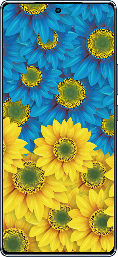 TPU чехол Жёлто-голубые цветы для Infinix Note 40 - 1048b-3707 изображение 