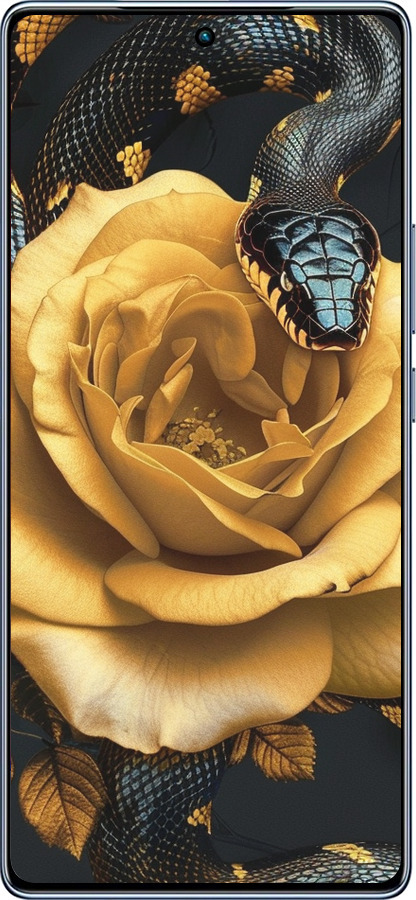 TPU чехол Black snake and golden rose для Infinix Note 40 - 6068b-3707 изображение 