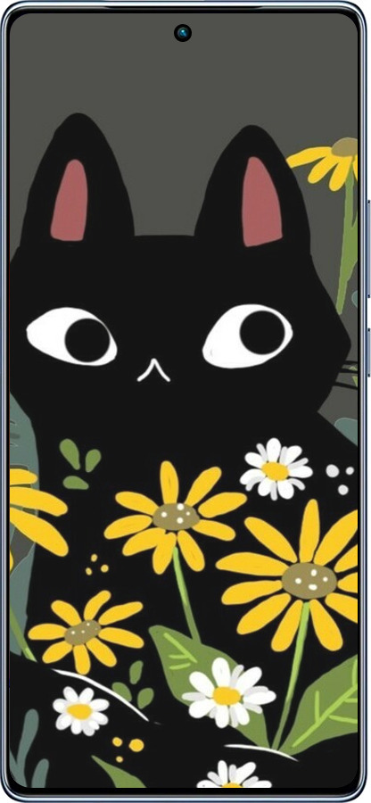 TPU чехол Черный кот с цветами для Infinix Note 40 - 6448b-3707 изображение 