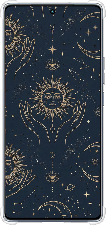 Силикон с усиленными углами чехол Celestial Harmony: Sun & Moon Gold Mystic Pattern для Infinix Note 40 - 6778sp-3707 изображение 
