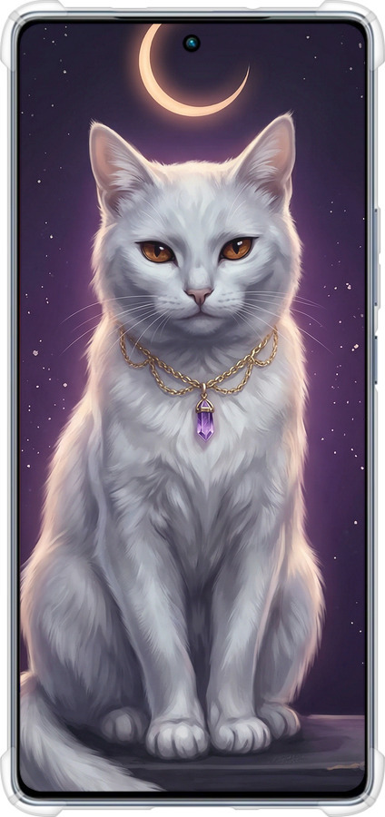 Силикон с усиленными углами чехол Mystic White Cat Gothic Dark Purple Gold для Infinix Note 40 - 6805sp-3707 изображение 