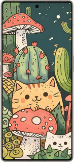 Силиконовый чехол Коты грибы для Infinix Note 50 Pro+ - 6321u-4041 изображение 