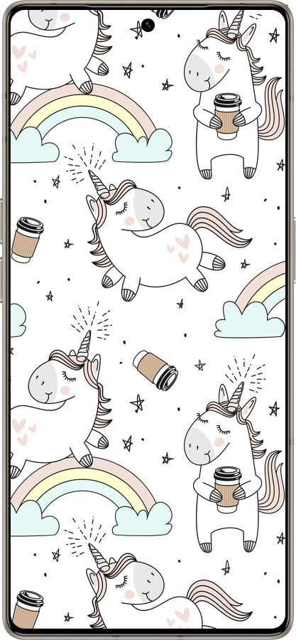 Силиконовый чехол Единорог и кофе для Infinix Note 50 Pro+ - 4661u-4041 изображение 