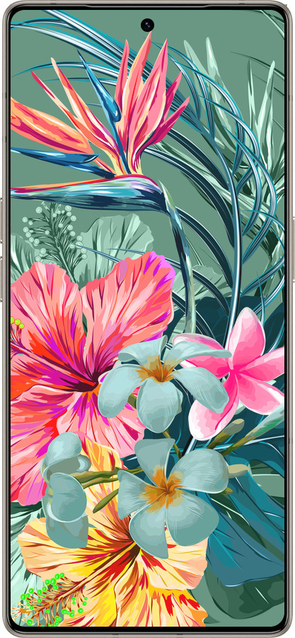 Силиконовый чехол Тропические цветы v1 для Infinix Note 50 Pro+ - 4667u-4041 изображение 