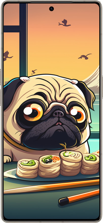 Силиконовый чехол Мопс и суши для Infinix Note 50 Pro+ - 5588u-4041 изображение 