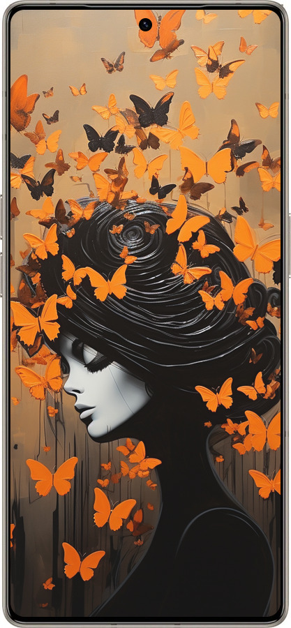 Силиконовый чехол Чехол для телефона Девушка с оранжевыми бабочками для Infinix Note 50 Pro+ - 5940u-4041 изображение 