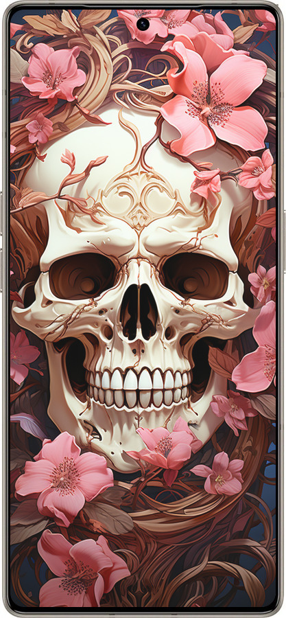 Силиконовый чехол Череп в розовых цветах для Infinix Note 50 Pro+ - 5965u-4041 изображение 