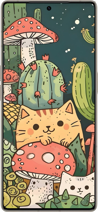 Силиконовый чехол Коты грибы для Infinix Note 50 Pro+ - 6321u-4041 изображение 