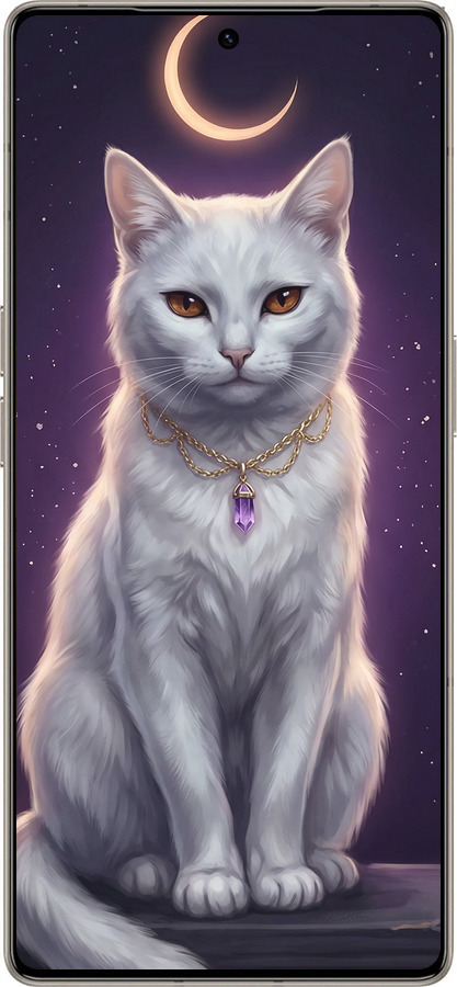 Силиконовый чехол Mystic White Cat Gothic Dark Purple Gold для Infinix Note 50 Pro+ - 6805u-4041 изображение 